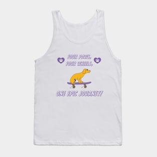 Four Paws, Four Wheels, One Epic Journey! Skate Tank Top